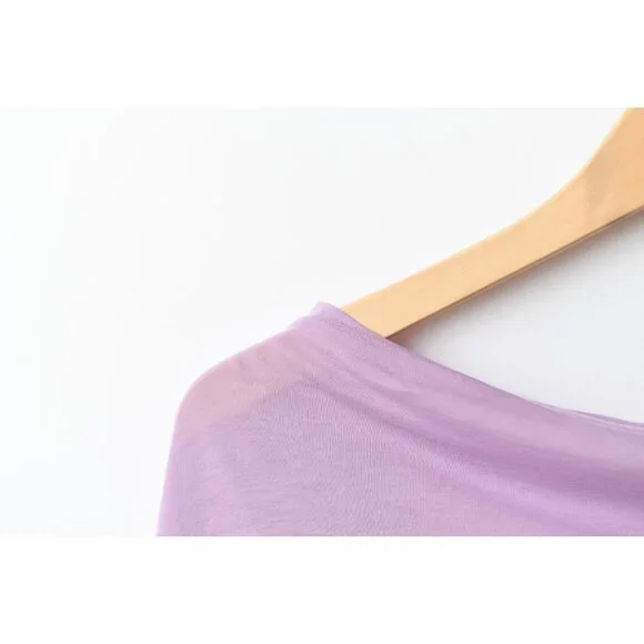 Vince Light Purple Pink Sheer Crew Neck Knit Top Cowl Neck Size S 100% Cotton - Picture 3 of 12